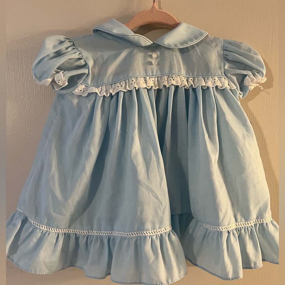 Vintage Blue Baby Dress with Ruffle Details
